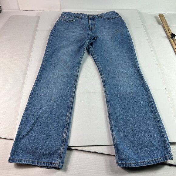 Y2K Levi's Jean Women 32x30* 515 Mid Rise Boot Cut Blue Faded Denim Tag 12M Miss - Picture 1 of 16